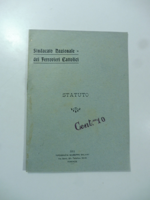 Sindacato nazionale dei Ferrovieri cattolici. Statuto